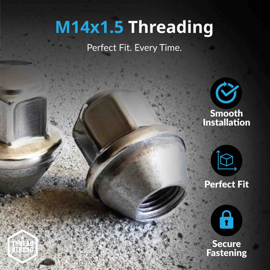 Ford Wheel Lug Nuts M14x1.5 | Maverick, Mustang, Edge, Explorer | Stainless Steel Lug Nuts