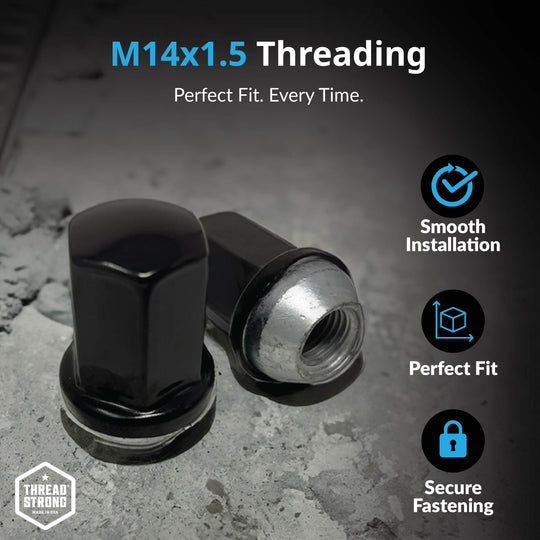 GM Wheel Lug Nuts M14x1.5 | Silverado, Sierra, Suburban, Tahoe | Charcoal Black Stainless Steel Lug Nuts