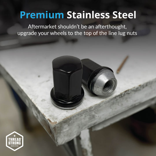 GM Wheel Lug Nuts M14x1.5 | Silverado, Sierra, Suburban, Tahoe | Charcoal Black Stainless Steel Lug Nuts