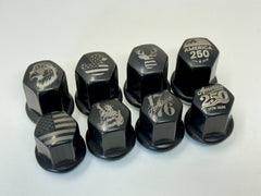 Dodge, Jeep, RAM Wheel Lug Nuts M14x1.5 | Laser Etched Black Stainless Steel Wheel Nuts