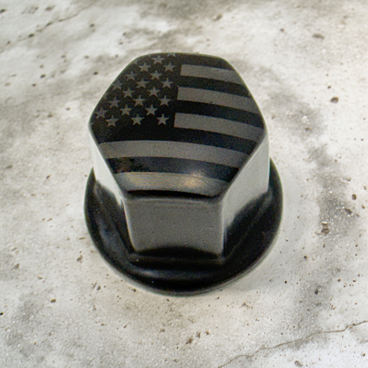 Black wheel nut with American Flag