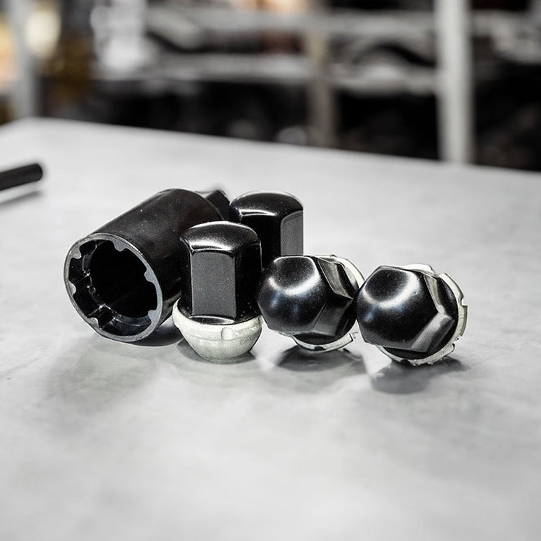 Patented SECURELOK Decorative Locking Wheel Nut | Fits Rivian Vehicles | Black and Stainless Steel Security Lug Nuts