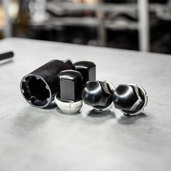 Patented SECURELOK Decorative Locking Wheel Nut | Fits Rivian Vehicles | Black and Stainless Steel Security Lug Nuts