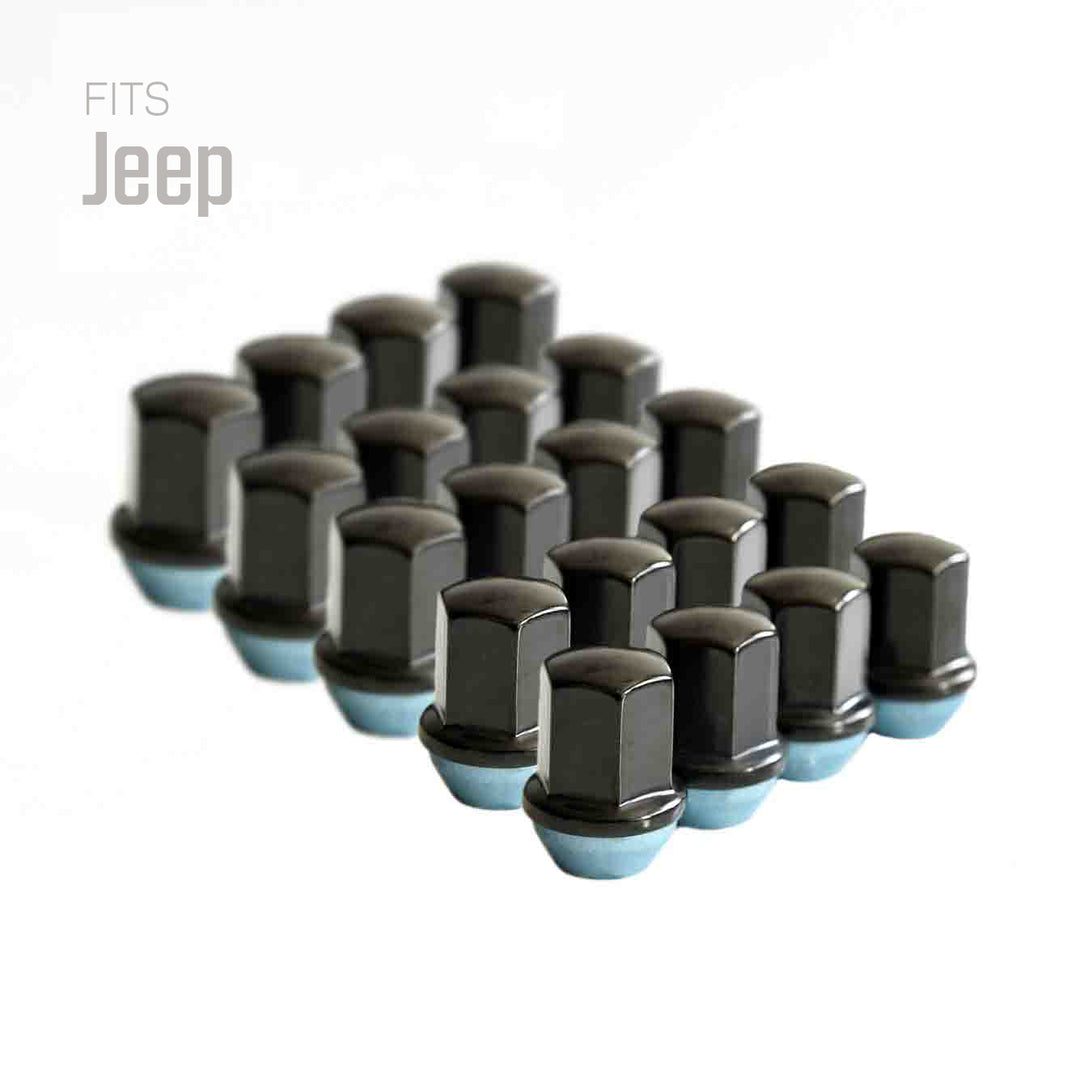 Jeep Wheel Lug Nuts M14x1.5 Black | Jeep Gladiator, Grand Cherokee, Wagoneer, Wrangler | Stainless Steel Wheel Nuts